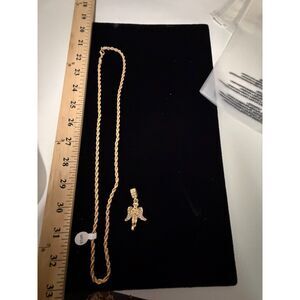 NEW 24" gold tone chain with lobster clasp and pendant -ANGEL